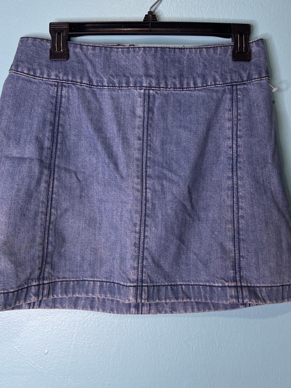 Free People Denim Panel A-Line Mini Skirt - Light Blue
